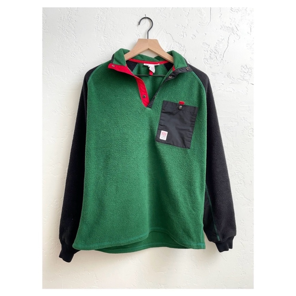 Topo Designs Mountain Fleece Snap Pullover, Forest/Black